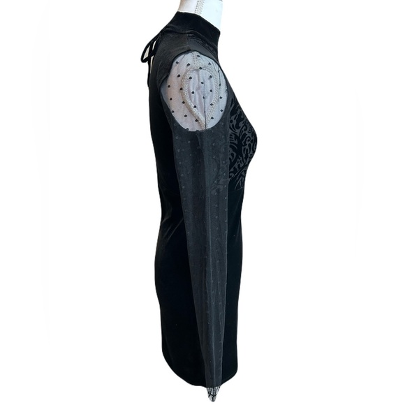 Free People Intimately Black Velvet Burnout Ginger Dress Sheer XS - Picture 6 of 8